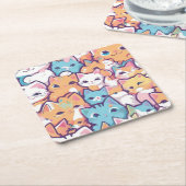 Dessous-de-verre Carré En Papier Motif Kittens (Incliné)
