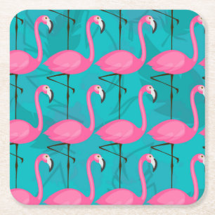 Dessous-de-verre Carré En Papier Motif lumineux 2 de Flamant rose