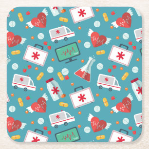 Dessous-de-verre Carré En Papier Motif Médicale d'icône