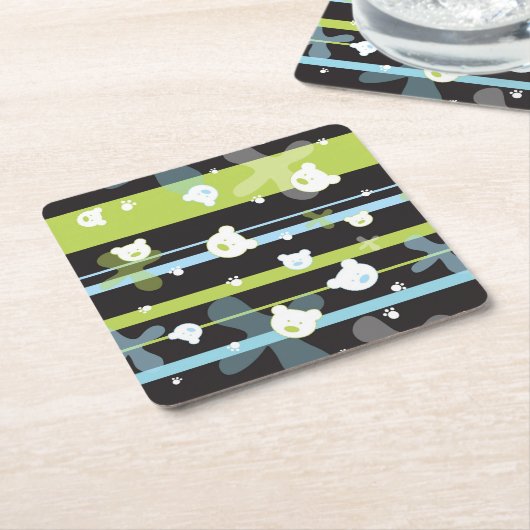 Dessous-de-verre Carré En Papier Motif mignon avec peu d'ours (Incliné)