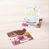 Dessous-de-verre Carré En Papier motif mignon d'arrière - plan de chat de chaton (En situation)