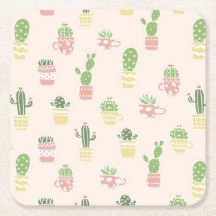 Dessous-de-verre Carré En Papier Motif mignon de cactus