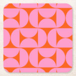 Dessous-de-verre Carré En Papier Motif Moderne Du Milieu Du Siècle Préppant Rose Et<br><div class="desc">Motif moderne rétro du milieu du siècle - Formes géométriques Abstraites - Motif mignon et minimaliste en rose et orange.</div>