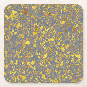 Dessous-de-verre Carré En Papier Motif moderne Gold Terrazzo