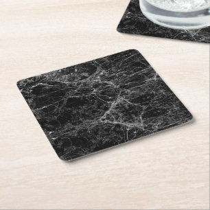 Dessous-de-verre Carré En Papier Motif moderne noir et blanc de marbre de Faux