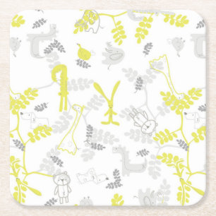 Dessous-de-verre Carré En Papier motif montrant les animaux 2 de bébé