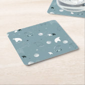 Dessous-de-verre Carré En Papier motif montrant un polaire mignon (Incliné)