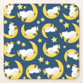 Dessous-de-verre Carré En Papier Motif mouton, Mouton couché, Lune, Étoiles (Devant)