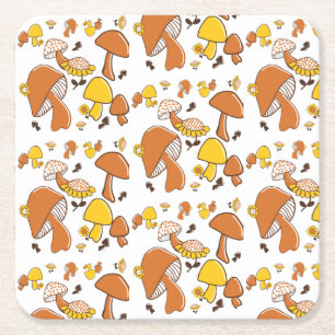 Dessous-de-verre Carré En Papier Motif nostalgique de champignons
