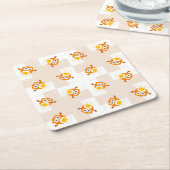 Dessous-de-verre Carré En Papier Motif orange d'illustration de hibou (Incliné)