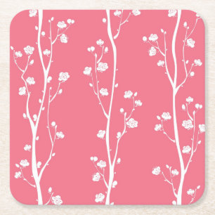 Dessous-de-verre Carré En Papier Motif oriental de fleur de prune