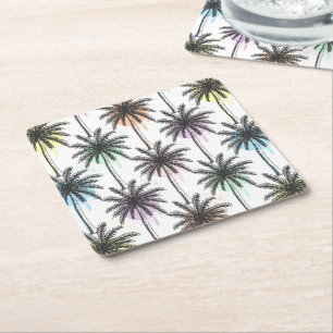 Dessous-de-verre Carré En Papier Motif Paint Drop Palm Tree