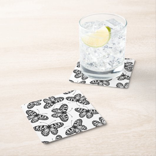 Dessous-de-verre Carré En Papier Motif papillon en papier (En situation)