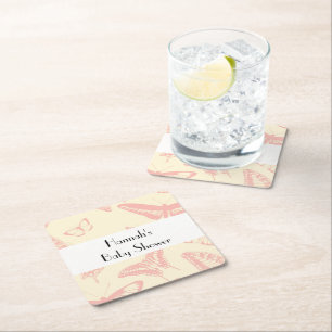 Dessous-de-verre Carré En Papier Motif papillon, Papillons roses, Baby shower