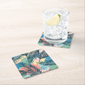 Dessous-de-verre Carré En Papier Motif Pastel Tropical Leaf (En situation)