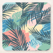 Dessous-de-verre Carré En Papier Motif Pastel Tropical Leaf (Devant)