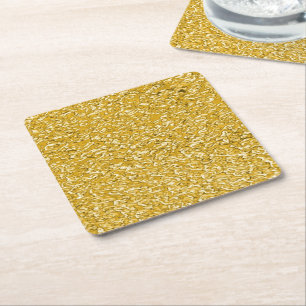 Dessous-de-verre Carré En Papier Motif PURE GOLD Splatter + votre texte / photo