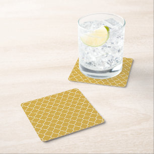 Dessous-de-verre Carré En Papier Motif Quatrefeuille Doré