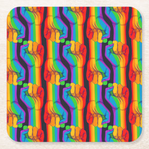 Dessous-de-verre Carré En Papier Motif Rainbow Fist
