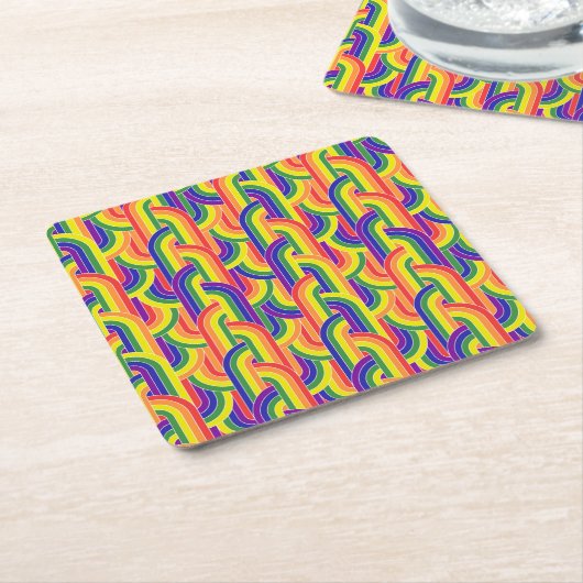 Dessous-de-verre Carré En Papier Motif Rainbow moderne (Incliné)