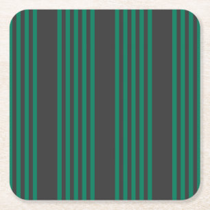 Dessous-de-verre Carré En Papier Motif rayé de la forêt verte et du charbon de bois