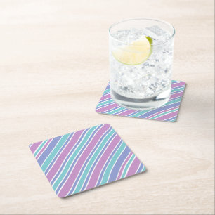 Dessous-de-verre Carré En Papier Motif rayé pastel