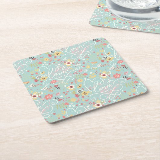 Dessous-de-verre Carré En Papier Motif romantique lumineux moderne (Incliné)