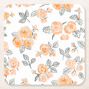 Dessous-de-verre Carré En Papier Motif rose Peach