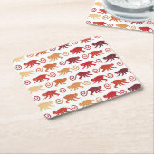 Dessous-de-verre Carré En Papier Motif rouge de singes (Incliné)