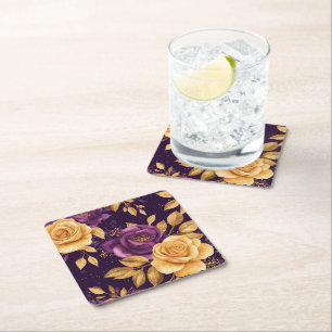 Dessous-de-verre Carré En Papier motif sans couture avec fleurs violettes