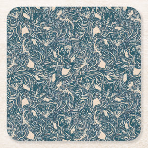 Dessous-de-verre Carré En Papier Motif sans couture élégant en spirale botanique sa