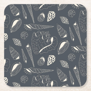 Dessous-de-verre Carré En Papier Motif sans joint avec coquillages