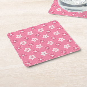 Dessous-de-verre Carré En Papier motif simple floral solide rose rétro petit flux
