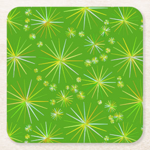 Dessous-de-verre Carré En Papier Motif Spoutnik du milieu du siècle, Vert olive