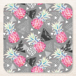 Dessous-de-verre Carré En Papier Motif texturisé par ananas géométrique