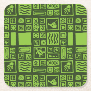 Dessous-de-verre Carré En Papier Motif Tiki