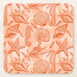 Dessous-de-verre Carré En Papier Motif tiré par la main de mer