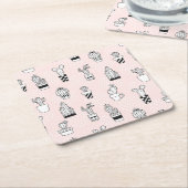 Dessous-de-verre Carré En Papier Motif tiré par la main mignon de cactus (Incliné)