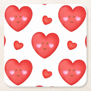 Dessous-de-verre Carré En Papier Motif Valentine Arrière - plan Avec Amour Du Coeur