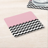 Dessous-de-verre Carré En Papier Motif Zigzag noir et blanc, Chevron, rose (Incliné)