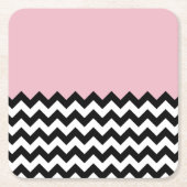 Dessous-de-verre Carré En Papier Motif Zigzag noir et blanc, Chevron, rose (Devant)