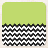 Dessous-de-verre Carré En Papier Motif Zigzag noir et blanc, Chevron, Vert (Devant)