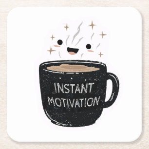 Dessous-de-verre Carré En Papier Motivation Instantanée – Tasse de Café Mignonne Ka