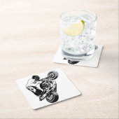 Dessous-de-verre Carré En Papier Motorcycle (En situation)