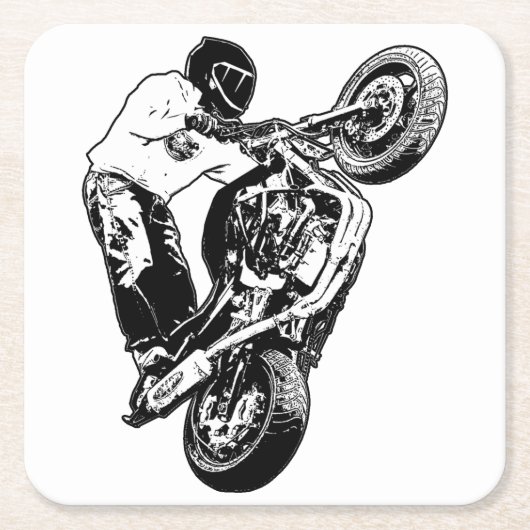 Dessous-de-verre Carré En Papier Motorcycle (Devant)