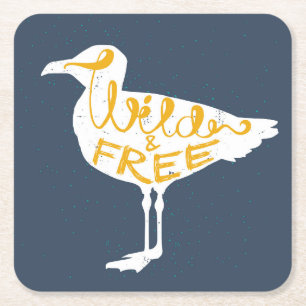 Dessous-de-verre Carré En Papier Mouette sauvage et libre