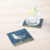 Dessous-de-verre Carré En Papier Mouette Sur La Baie (En situation)