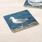 Dessous-de-verre Carré En Papier Mouette Sur La Baie (Incliné)