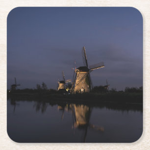 Dessous-de-verre Carré En Papier Moulin à vent lumineux aux dessous de verre bleus