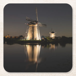 Dessous-de-verre Carré En Papier Moulins à vent illuminés aux dessous de verre de